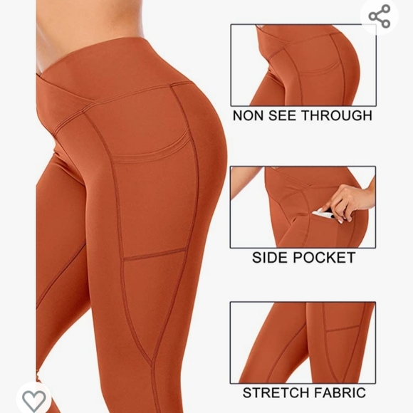 Leggings Crossover High Waisted Design With Side Pocket Sz Large 10 NWT - Picture 3 of 13